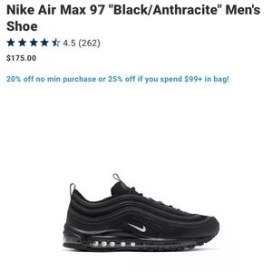 Nike Air Max 97 "Black/Anthracite" shoe size 4